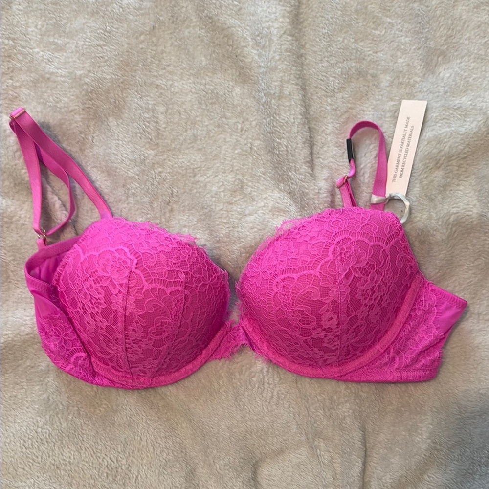 Victoria's Secret Pink Satin Lace Push-up Bra